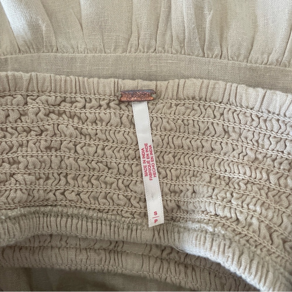 Free People Dress Womens S/P Beige Cross Of Sunlight Mini Boho Square Neck - Picture 10 of 11